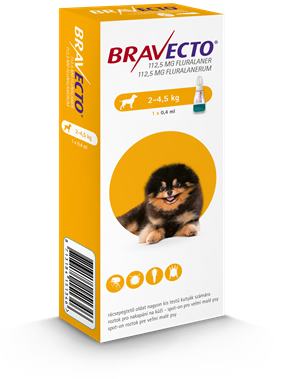 Bravecto Dog XS 112,5 mg spot-on roztok pre veľmi malé psy ( od 2 do 4,5 kg ) 1 x 0,4 ml