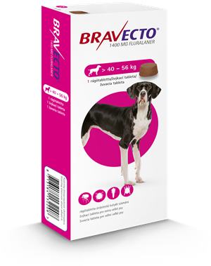 Bravecto Dog XL 1400 mg žuvacie tablety pre veľmi veľké psy ( od 40 do 56 kg ) 1 x 1 tbl.
