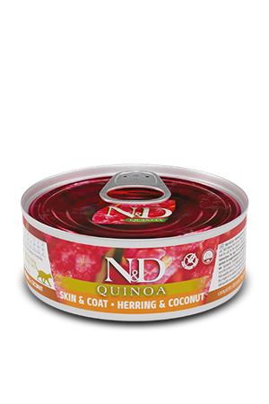 Farmina N&D cat QUINOA SKIN&COAT herring & coconut konzerva 80 g