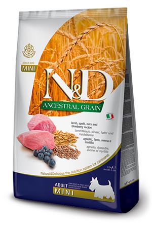 Farmina N&D dog AG adult mini, lamb, spelt, oats & blueberry 0,8 kg