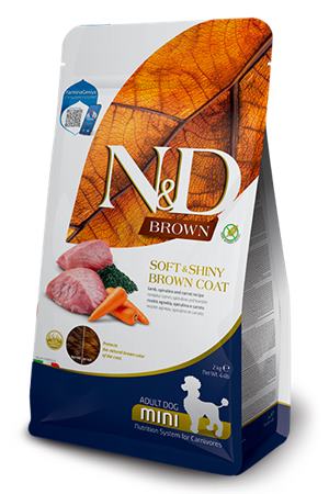 Farmina N&D dog BROWN (GF) adult mini, spirulina & carrot, lamb 2 kg