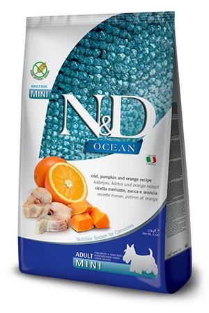 Farmina N&D dog OCEAN (GF) adult mini, codfish, pumpkin & orange 0,8 kg
